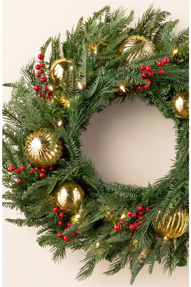 Pine Peak Pre Lit Artificial Wreath, Alternate, color, WREATH