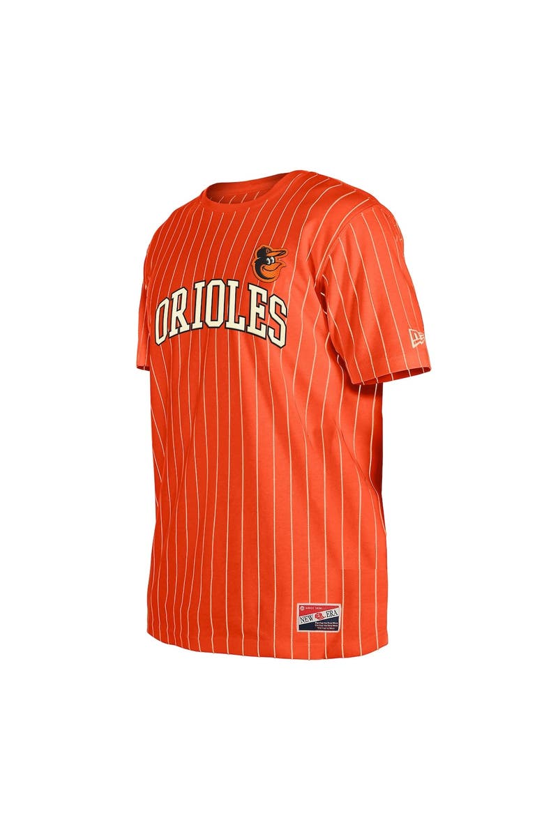 New Era Men's New Era Orange Baltimore Orioles Throwback Pinstripe T-Shirt, Alternate, color, Orange