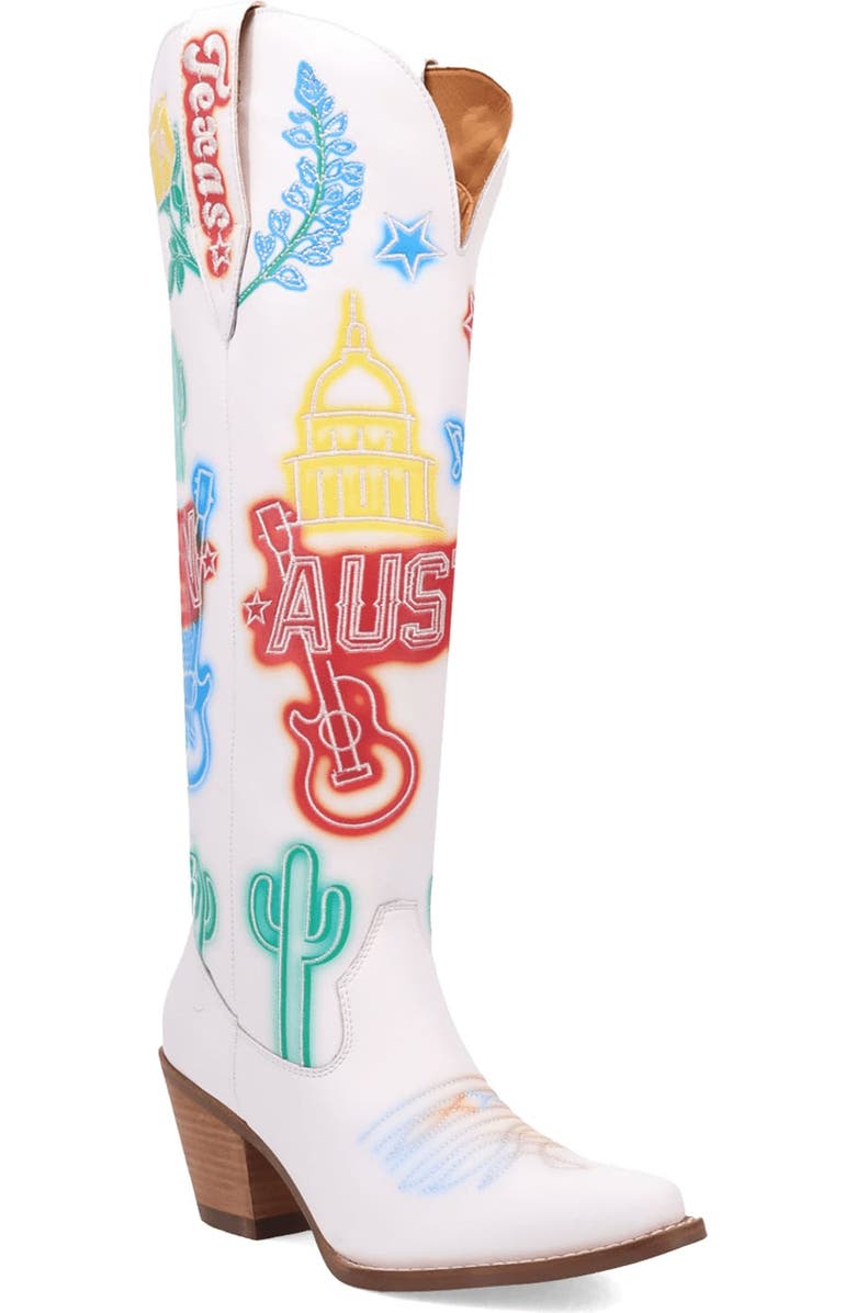 Dingo Austin Embroidered Western Boot, Main, color, White
