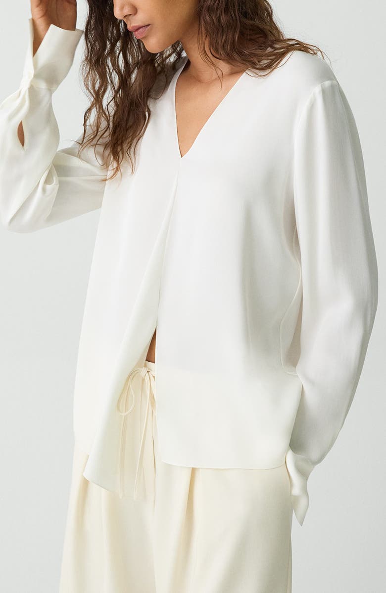 Theory Hidden Slit Silk Top, Alternate, color, Ivory