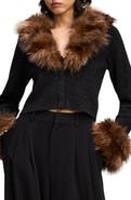 Cinq à Sept Della Faux Fur Trim Cardigan