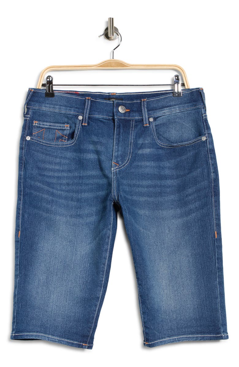 True Religion Ricky Rolled Hem Denim Shorts, Main, color, Medium Blue Quartz