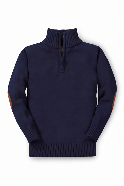 Kids' Organic Half Zip Elbow Patch Sweater