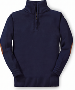 Hope & Henry Kids' Organic Half Zip Elbow Patch Sweater