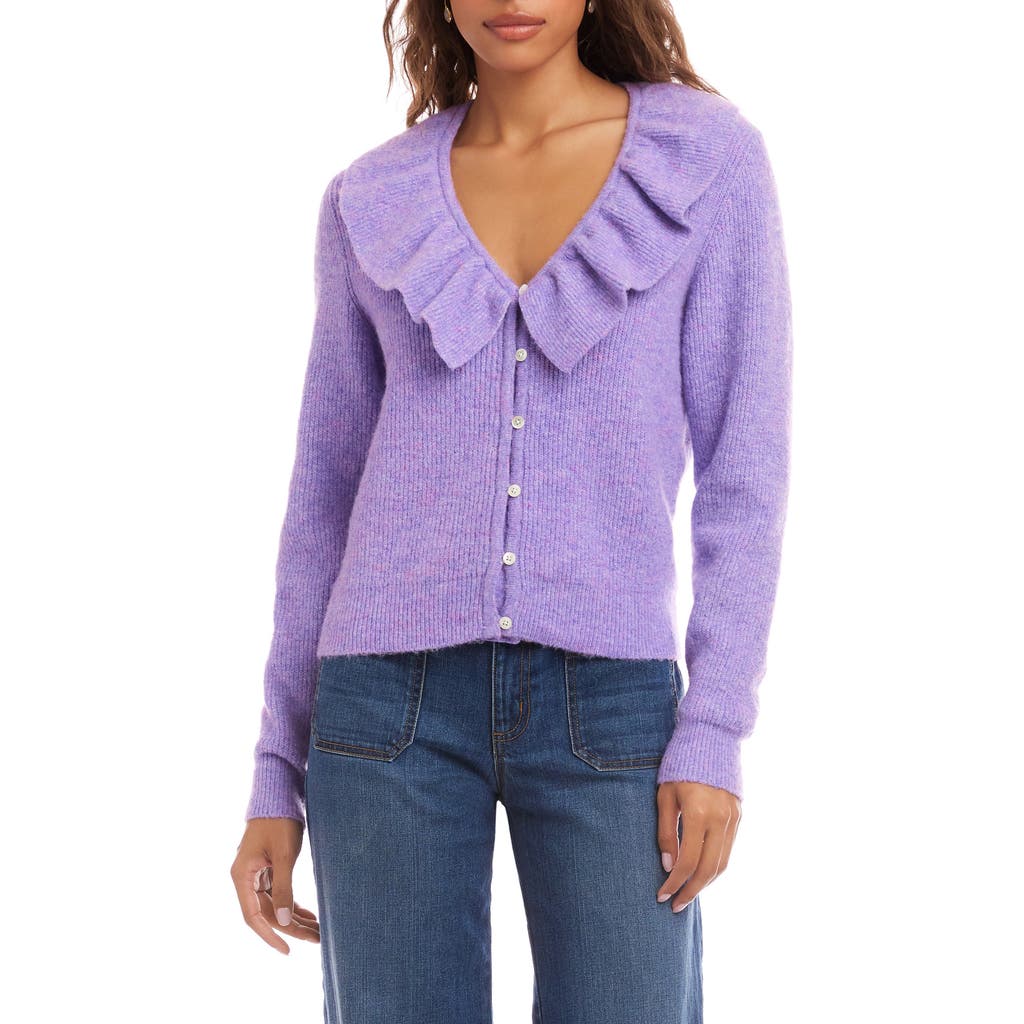 Karen Kane Ruffle V-neck Cardigan In Purple