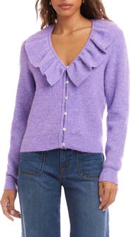 Karen Kane Ruffle V-Neck Cardigan