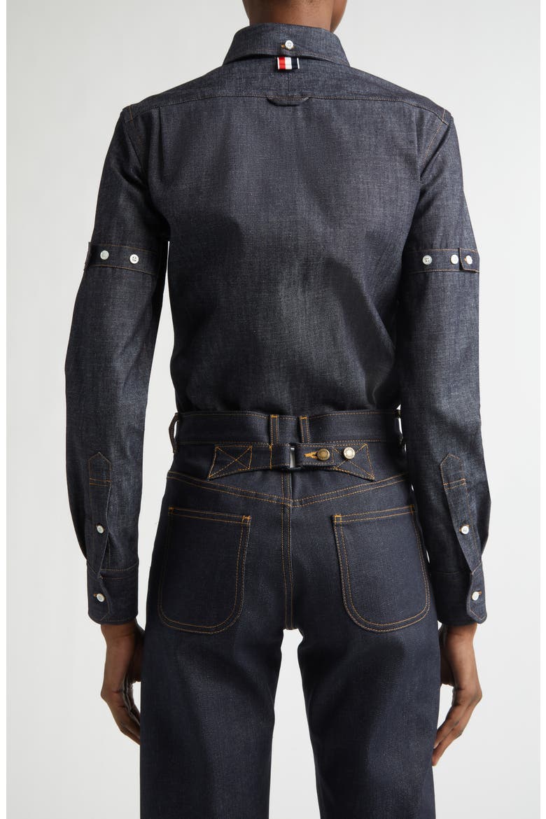 Denim Button-Down Shirt, Alternate, color, NAVY