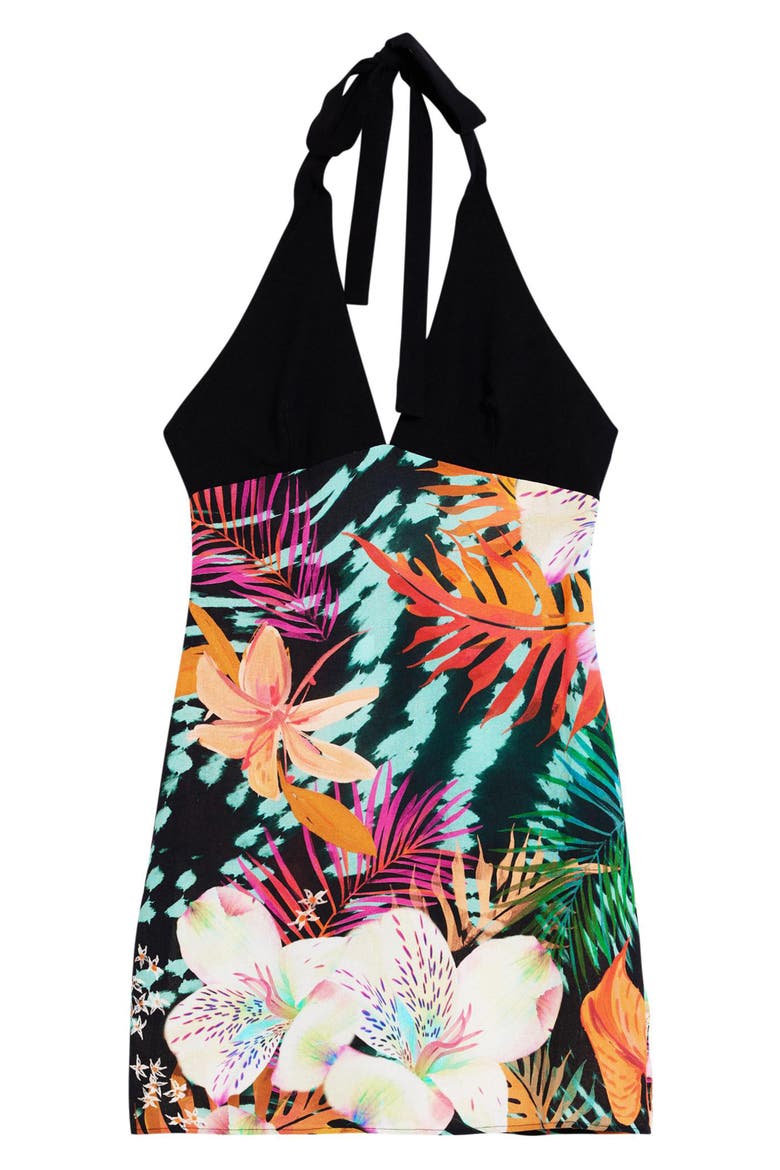 Floral Halter Minidress, Alternate, color, BLACK