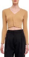 Endless Rose Crop Lettuce Edge Long Sleeve Top