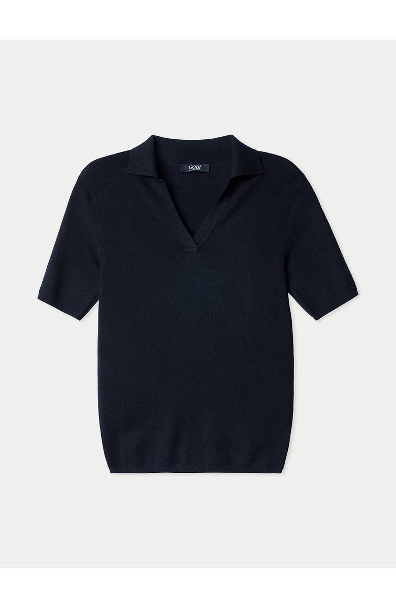 GOBI Mongolian Cashmere Cashmere Silk Women's Polo Shirt, Main, color, Black