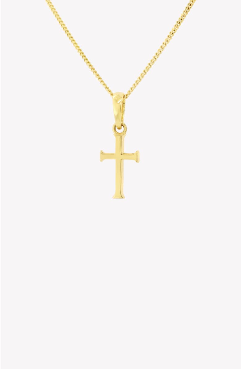 Rizen Jewelry Small Cross Pendant Necklace, Main, color, 18K Gold Plated