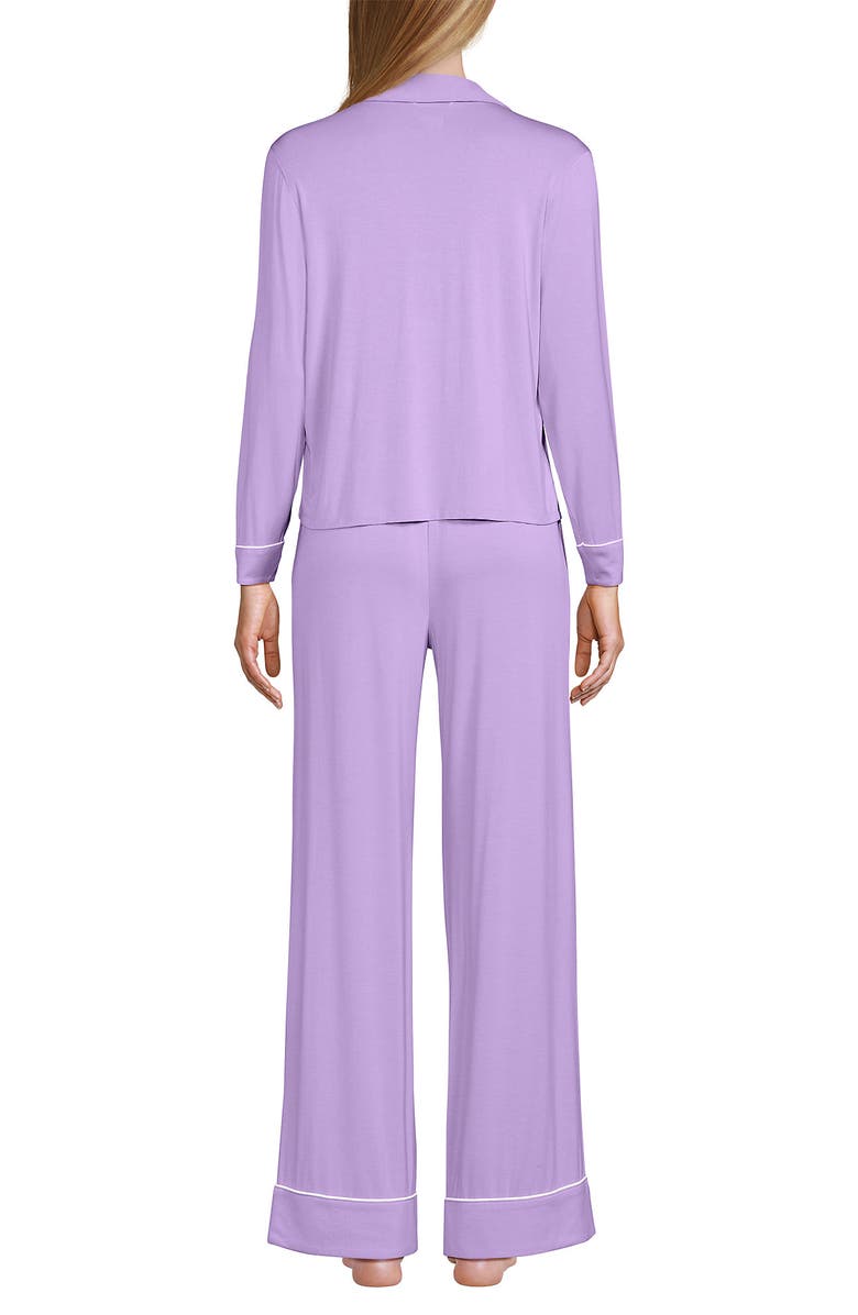 Lands' End Cooling 2 Piece Pajama Set - Long Sleeve Top and Pants, Alternate, color, Lilac Petal