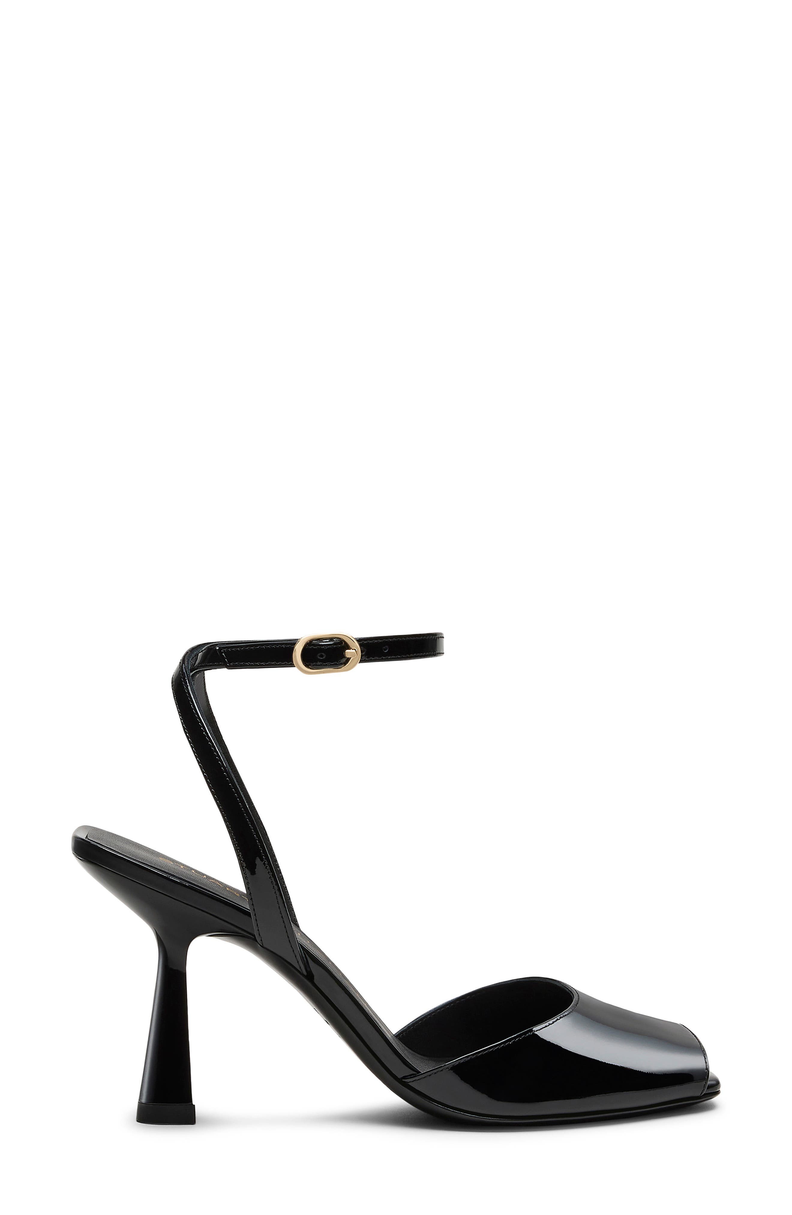 Stuart Weitzman Val Ankle Strap Sandal, Alternate, color, Black
