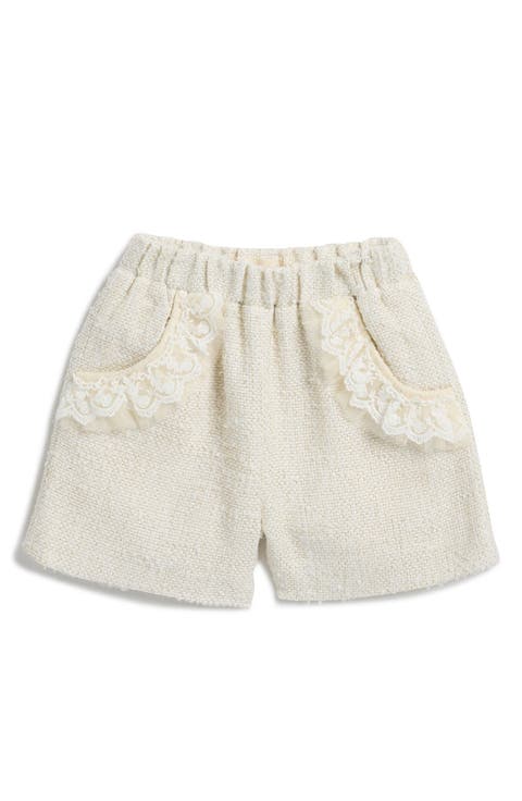 Kids' Organza Trim Tweed Shorts (Toddler & Little Kid)