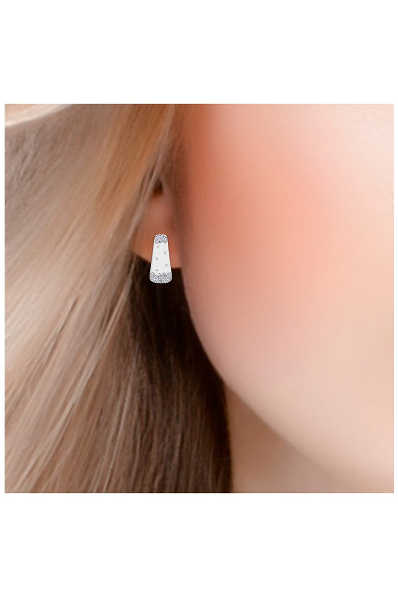 Cubic Zirconia Sprinkle Triangle Stud Earrings, Alternate, color, SILVER