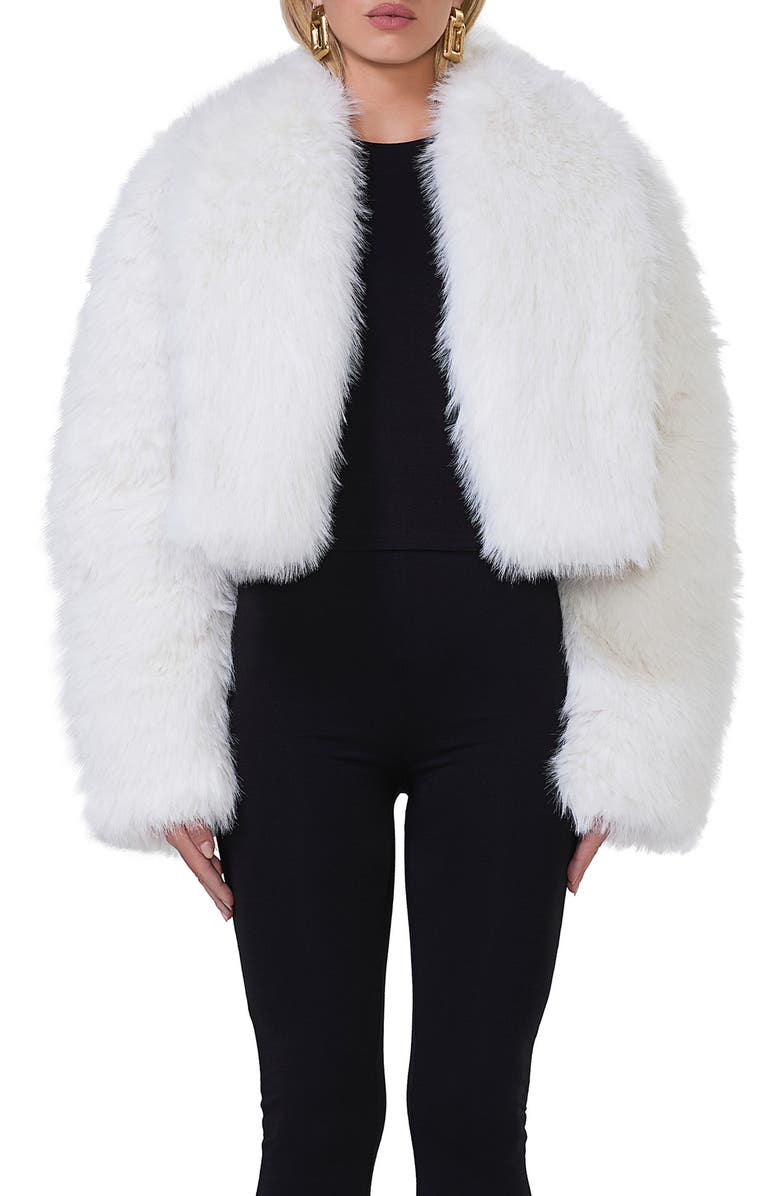 AFRM Stephanie Faux Fur Jacket, Main, color, Off White Fur