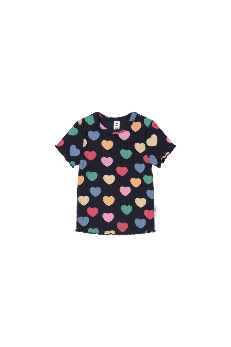 Multi Hearts Rib Tee, Main, color, Navy Multi