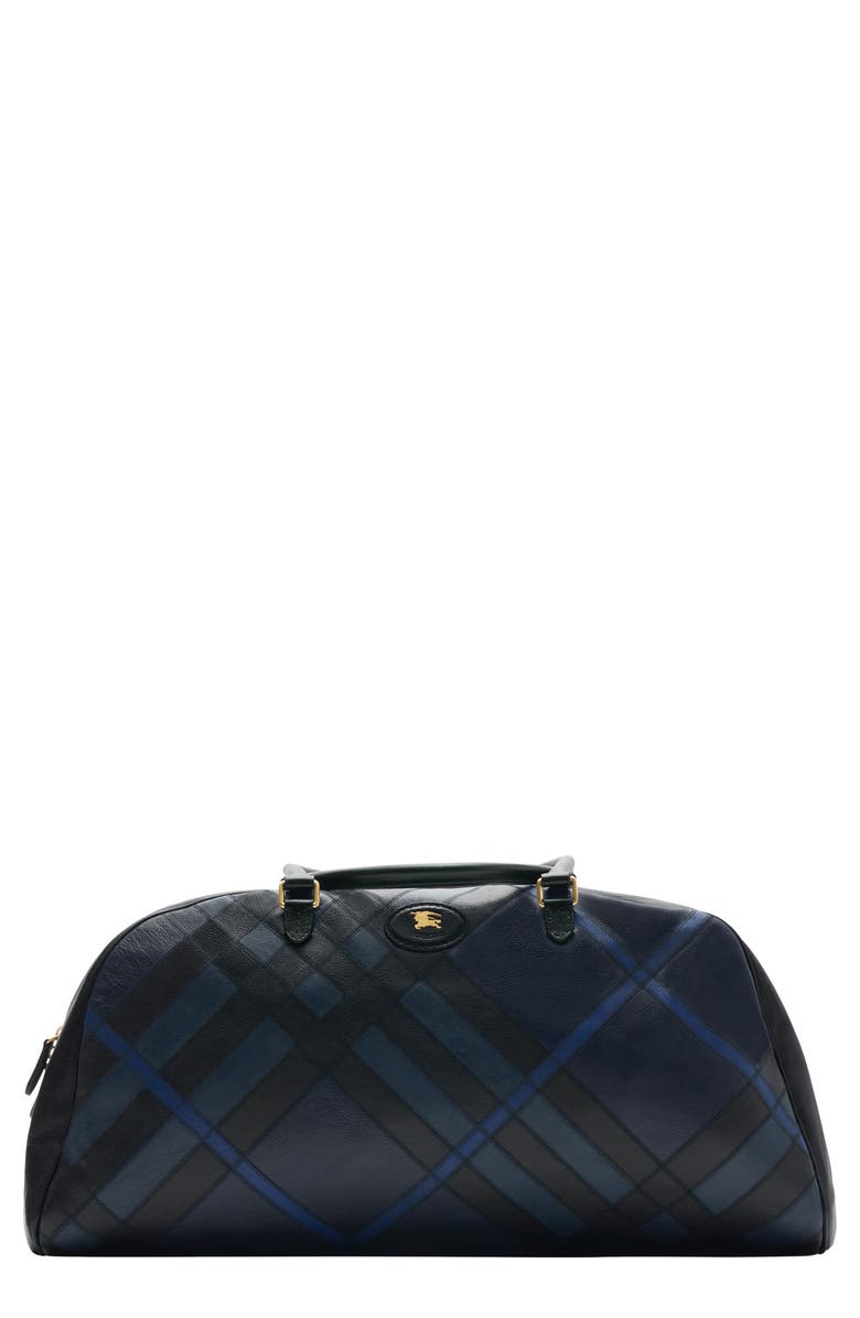 Burberry XL Highlands Leather Bowling Bag, Main, color, Storm