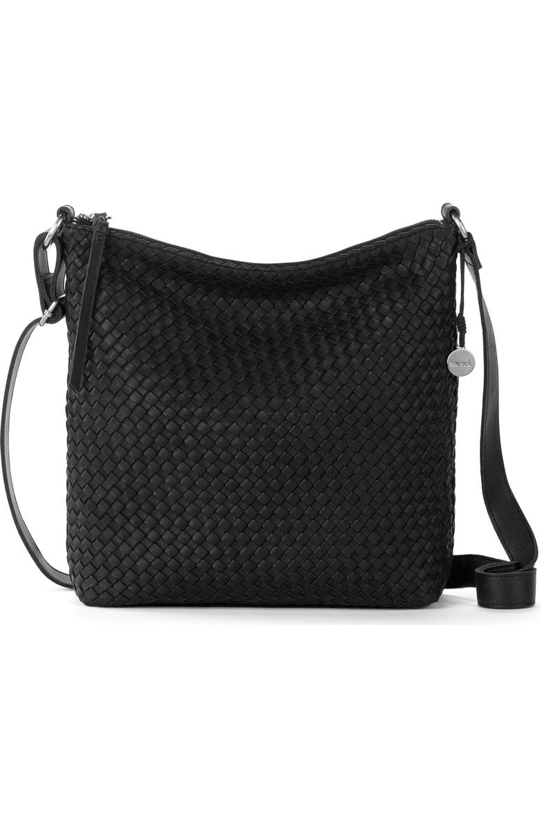 The Sak Lucia Crossbody Leather Bag, Main, color, Woven Black