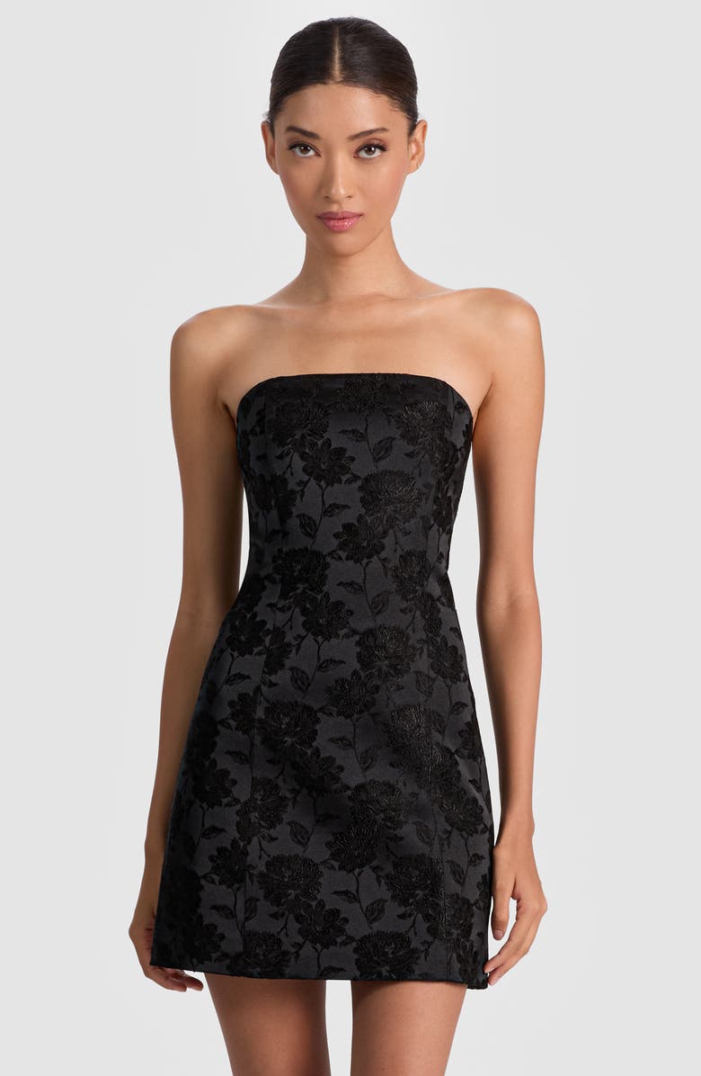 Alice + Olivia Velia Removable Strap Minidress, Alternate, color, Black