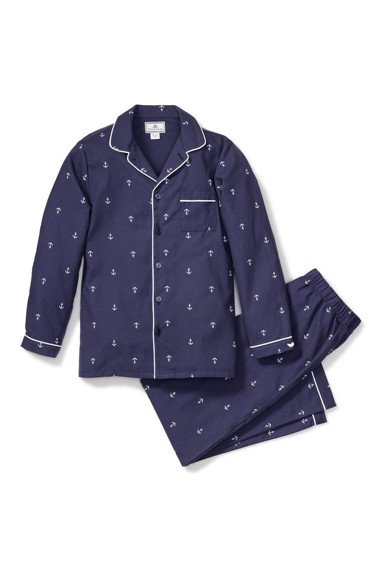 Portsmouth Anchors Long Sleeve Two-Piece Pajamas, Main, color, NAVY