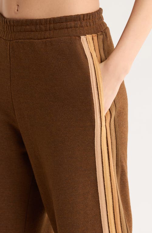 Aviator Nation 5-stripe Wide Leg Sweatpants In Brown