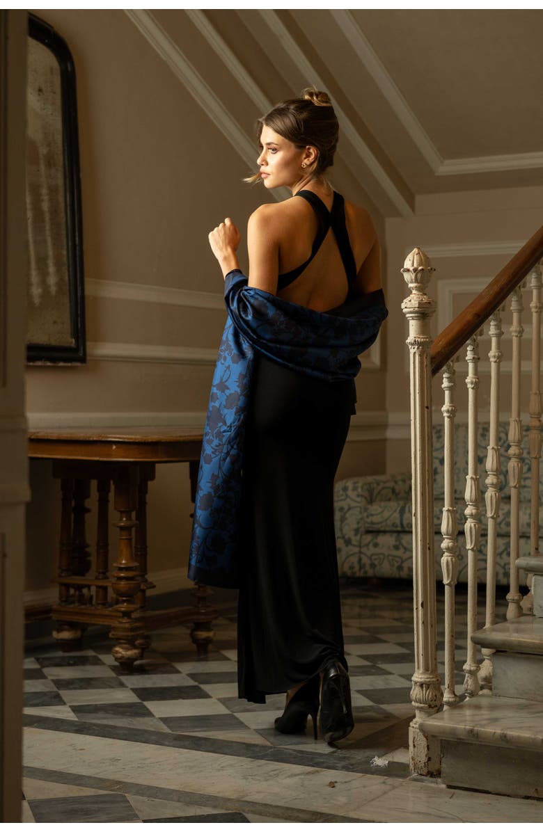 Elizabetta Regina - Silk Scarf Shawl for Women, Alternate, color, Midnight Blue