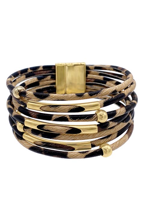 14K Gold Plate Leopard Print Cuff Bracelet