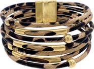 Adornia 14K Gold Plate Leopard Print Cuff Bracelet