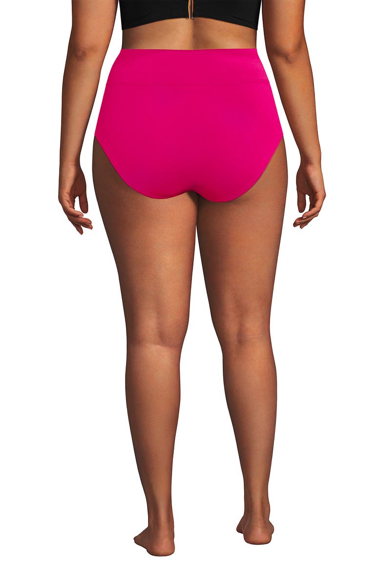 Chlorine Resistant Pinchless High Waisted Bikini Bottoms, Alternate, color, Riviera Rose