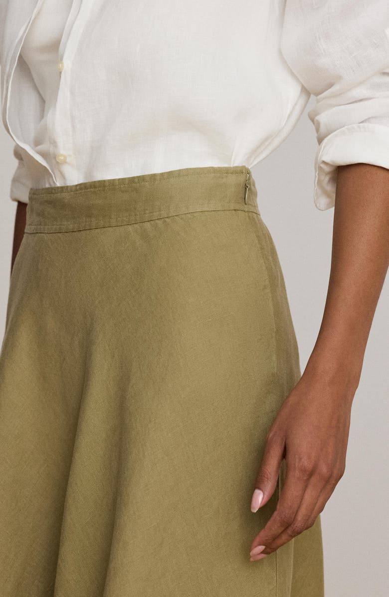 Lauren Ralph Lauren A-Line Linen Midi Skirt, Alternate, color, Light Agave Green