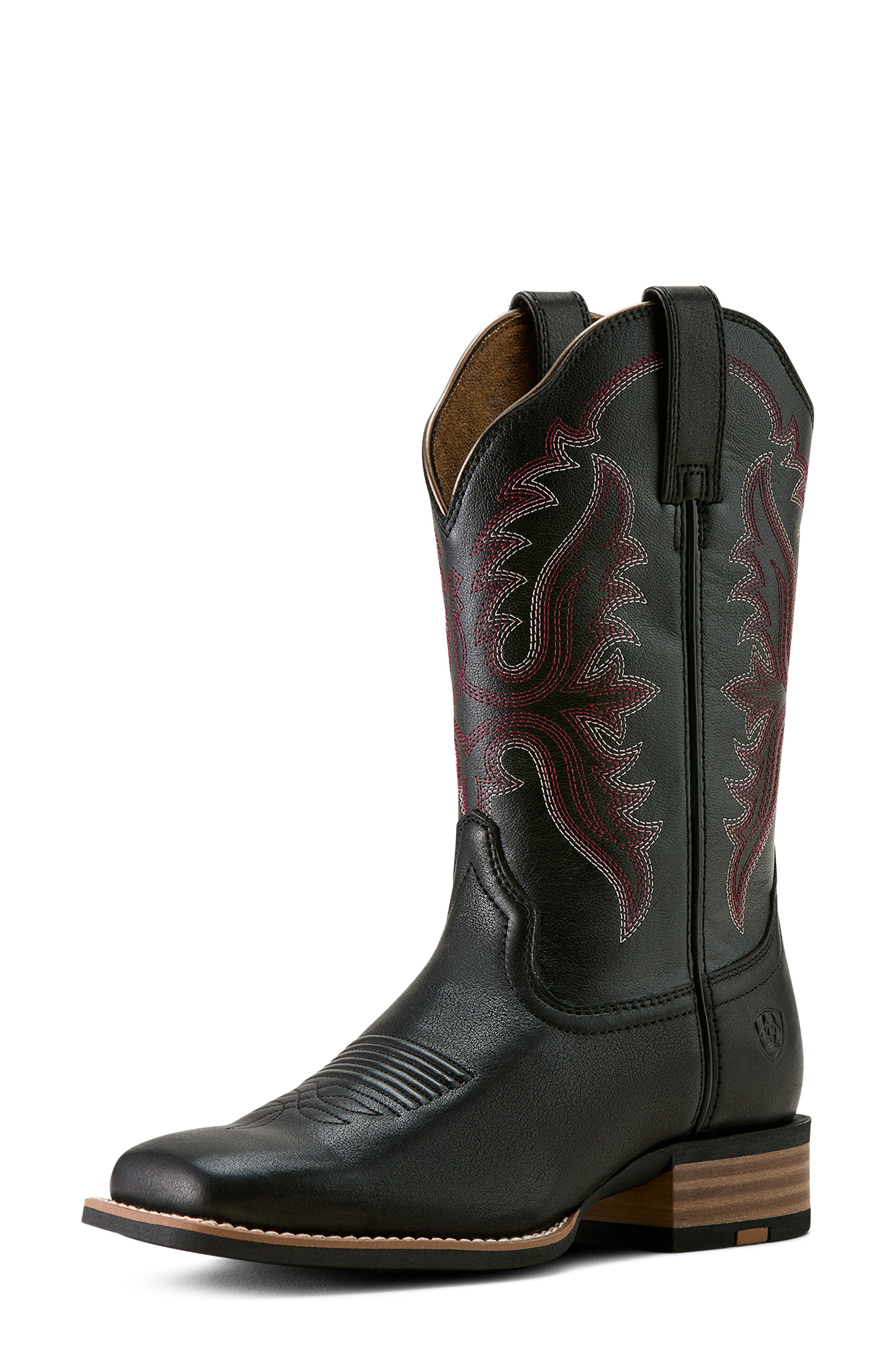 Olena Leather Western Boot, Alternate, color, OBSIDIAN