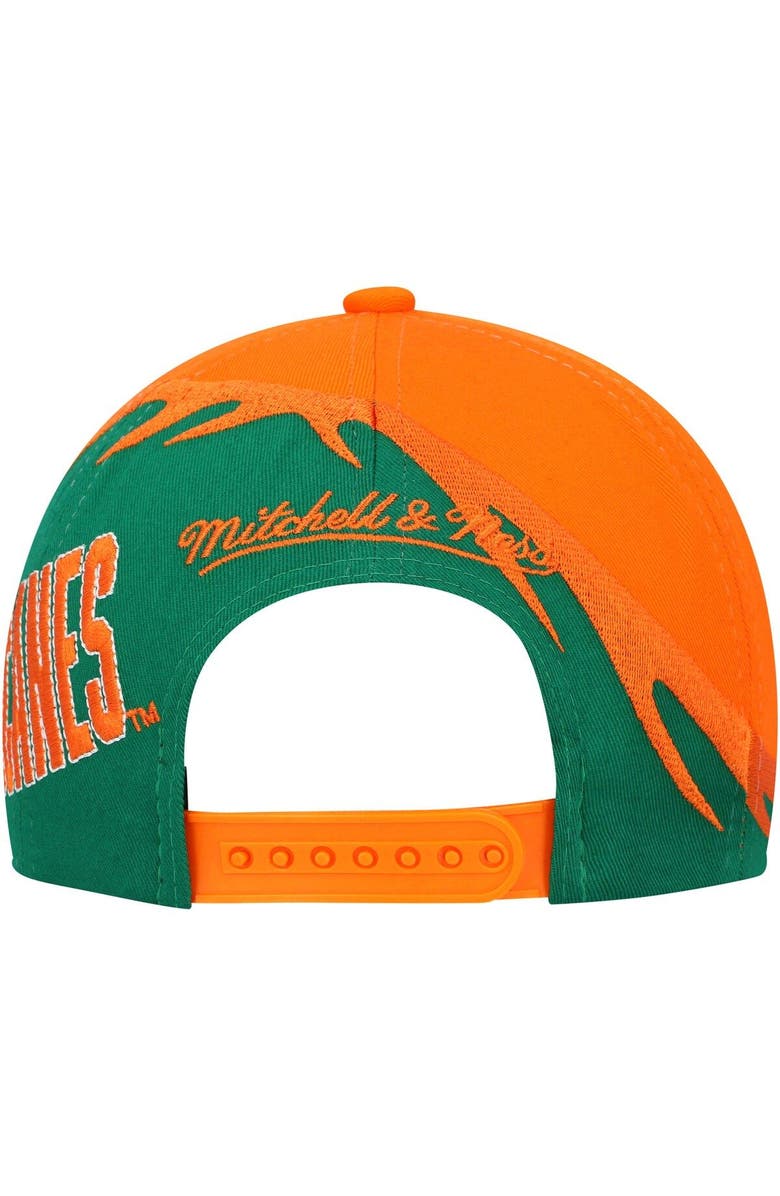 Mitchell & Ness Youth Mitchell & Ness Orange/Green Miami Hurricanes Spiral Snapback Hat, Alternate, color, 