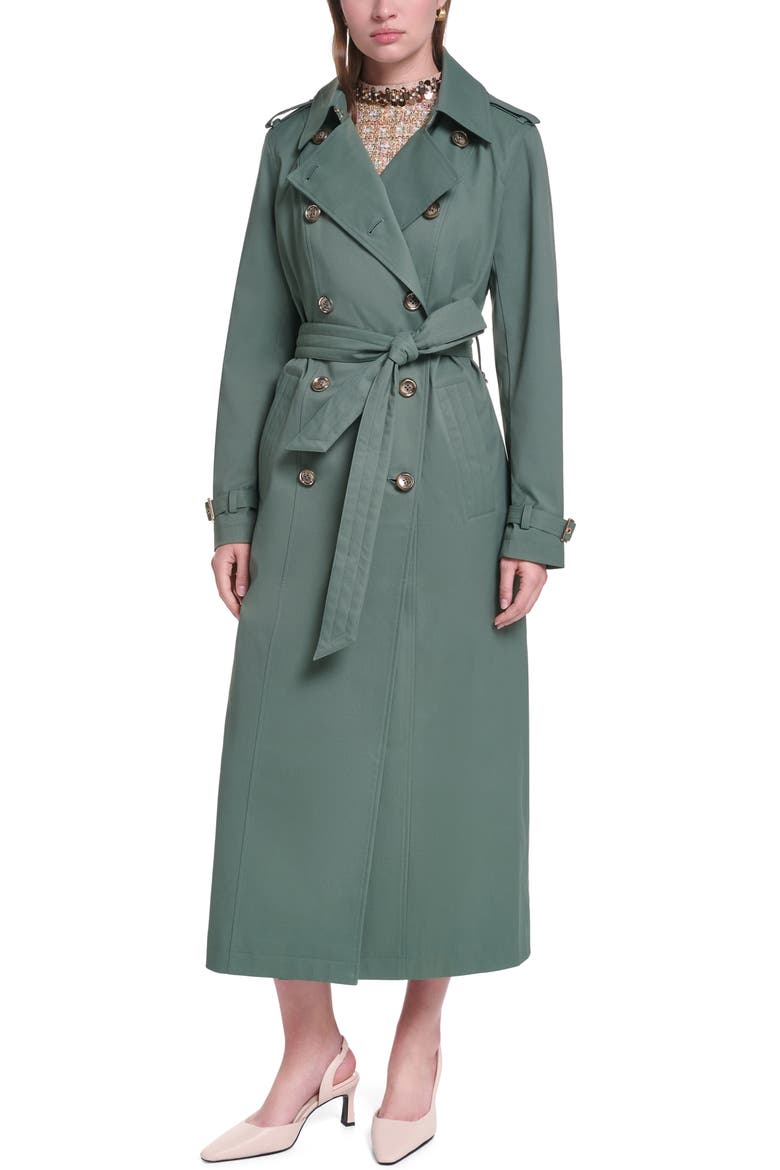 Belted Trench Coat, Main, color, DARK SAGE