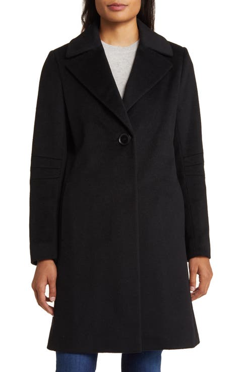 Walker Single Breasted Wool Blend Coat