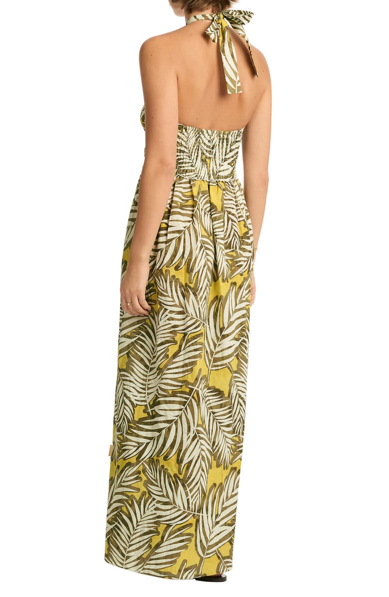 Sea Level Palm House Halter Bandeau Cover-Up Dress, Alternate, color, 