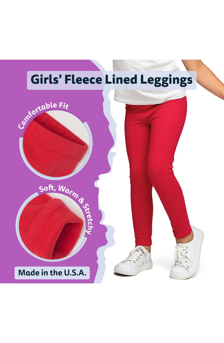 CITY THREADS Girls Soft Fleece Stretch Leggings, Alternate, color, Charcoal