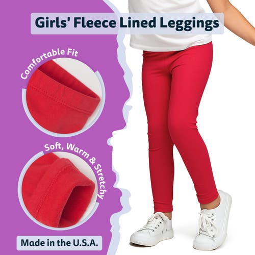 City Threads Girls Soft Fleece Stretch Leggings In Red
