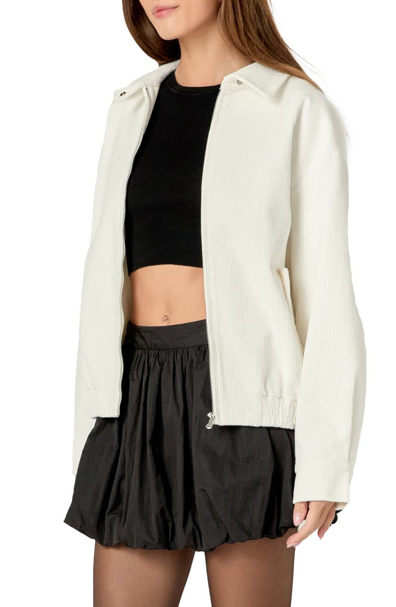 English Factory Oversize Corduroy Zip Jacket, Alternate, color, Off White