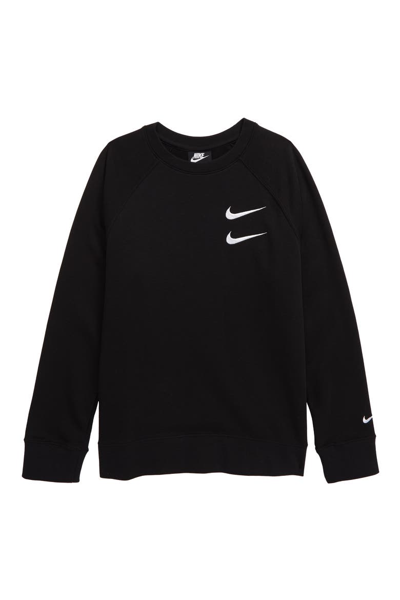 Sportswear Swoosh Crewneck Shirt, Main, color, BLACK/ WHITE