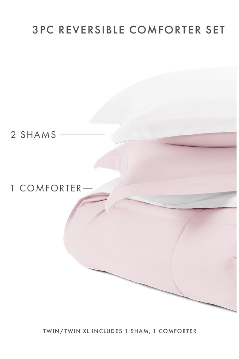 Premium Down Alternative Reversible Comforter Set, Alternate, color, BLUSH