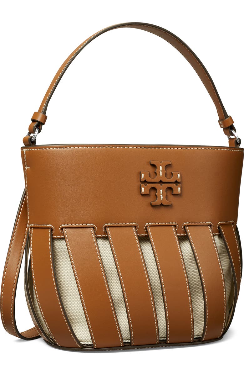Tory Burch Small McGraw Stripe Leather Bucket Bag, Alternate, color,