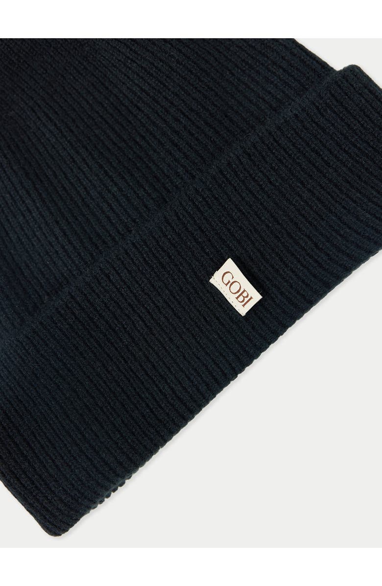 GOBI Mongolian Cashmere Cashmere Rib Knit Beanie, Alternate, color, Black
