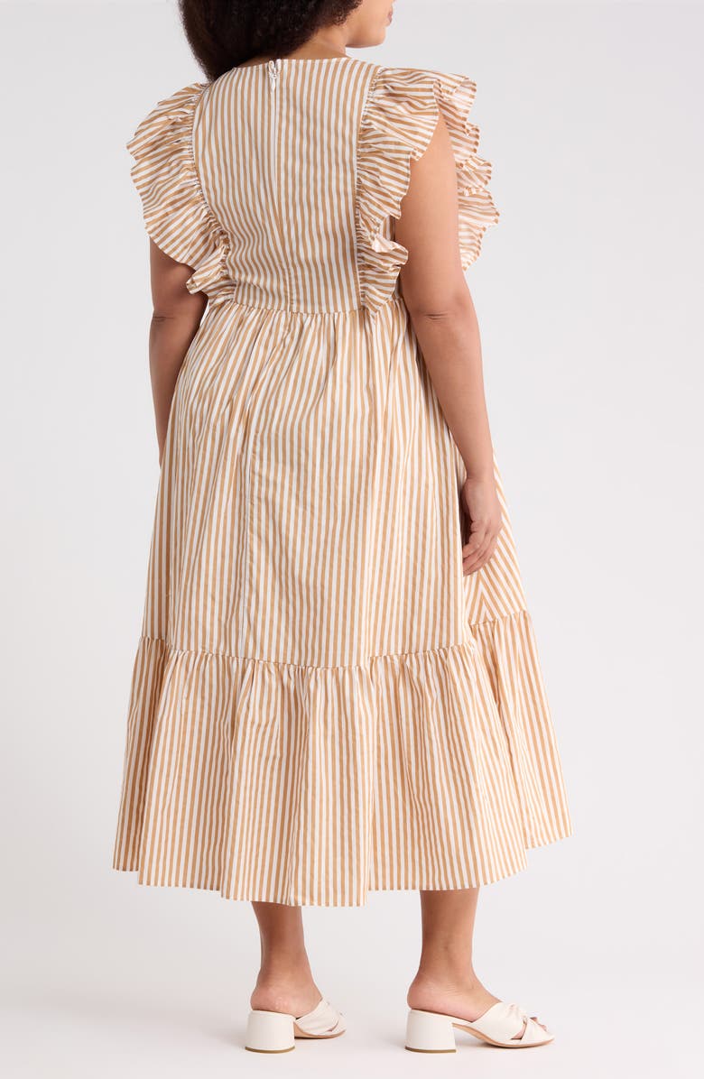 SUGARLIPS Luna Striped Fairness Midi Dress, Alternate, color, Taupe-Mult