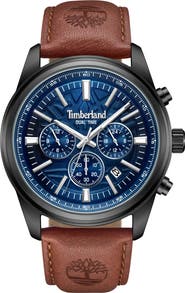 Timberland Northbridge Multifunction Chronograph Leather Strap Watch, 45mm