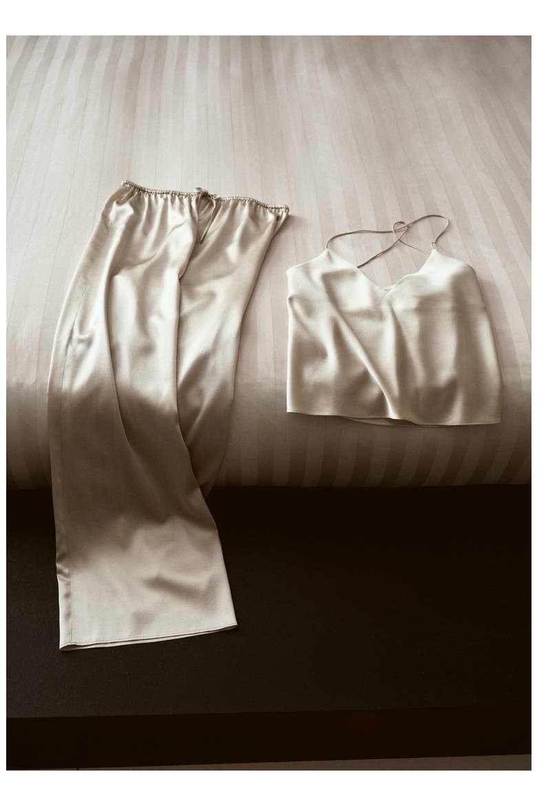 Stretch Silk Pajama Pants, Alternate, color, LIGHT/ PASTEL GREY