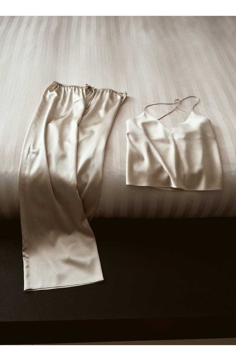 MANGO Stretch Silk Pajama Pants, Alternate, color, 