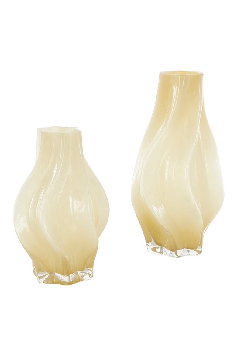 Set Of 2 Glass Vases, Alternate, color, YELLOW