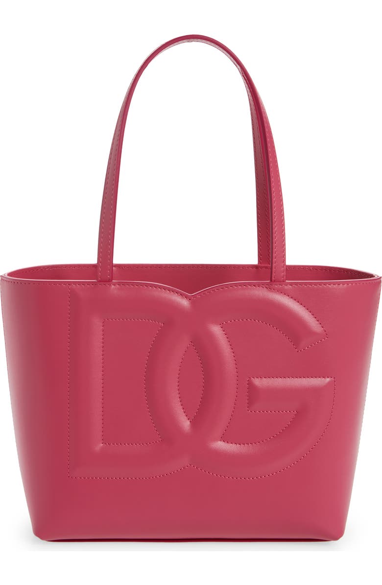 Dolce&Gabbana Small DG Logo Leather Tote, Main, color, Light Lilac