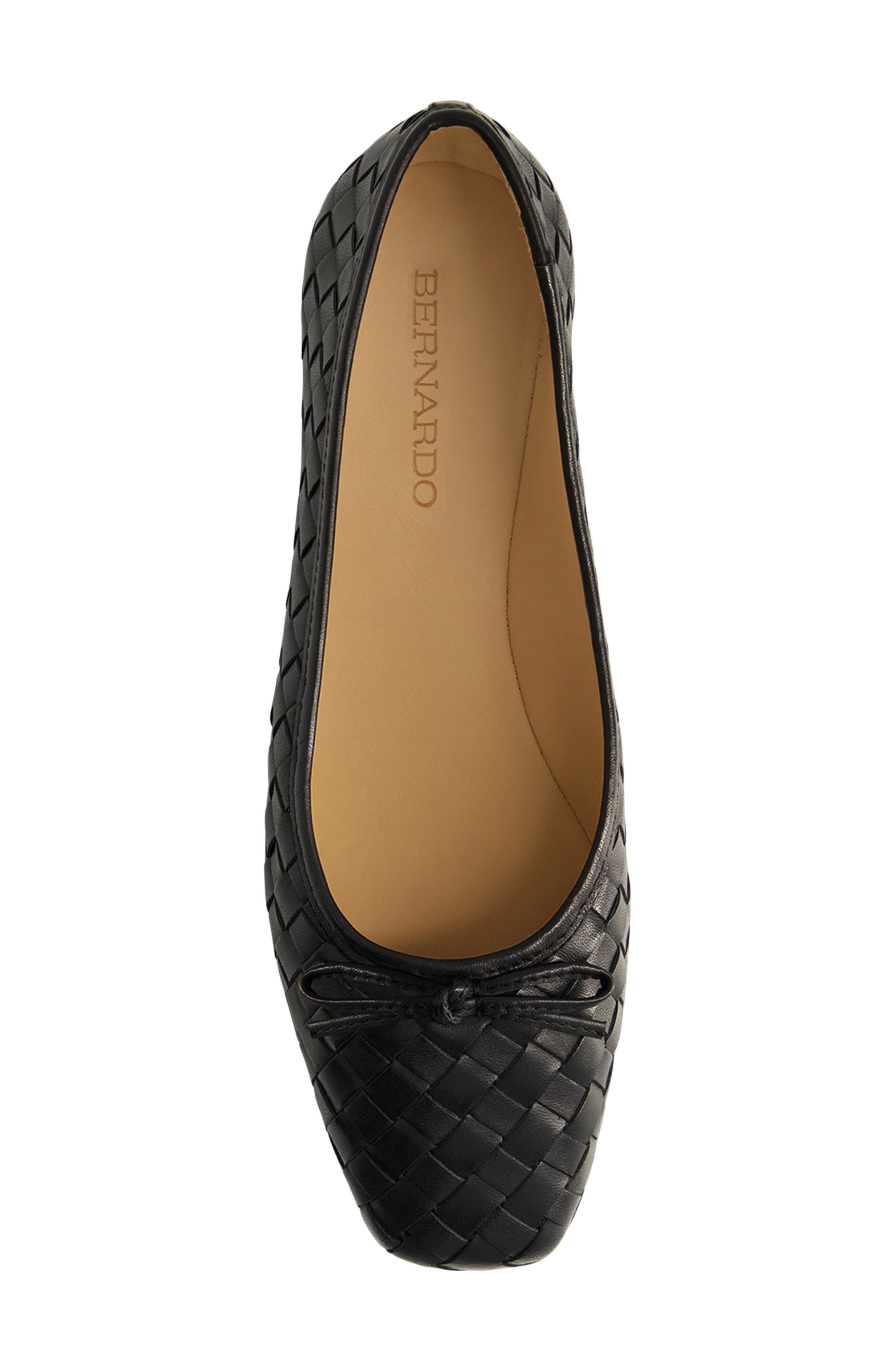 Gwynn Woven Ballet Flat, Alternate, color, BLACK LEATHER/ PATENT